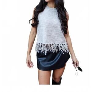 NEW NEEDII fringe factor sleeveless sweater in white